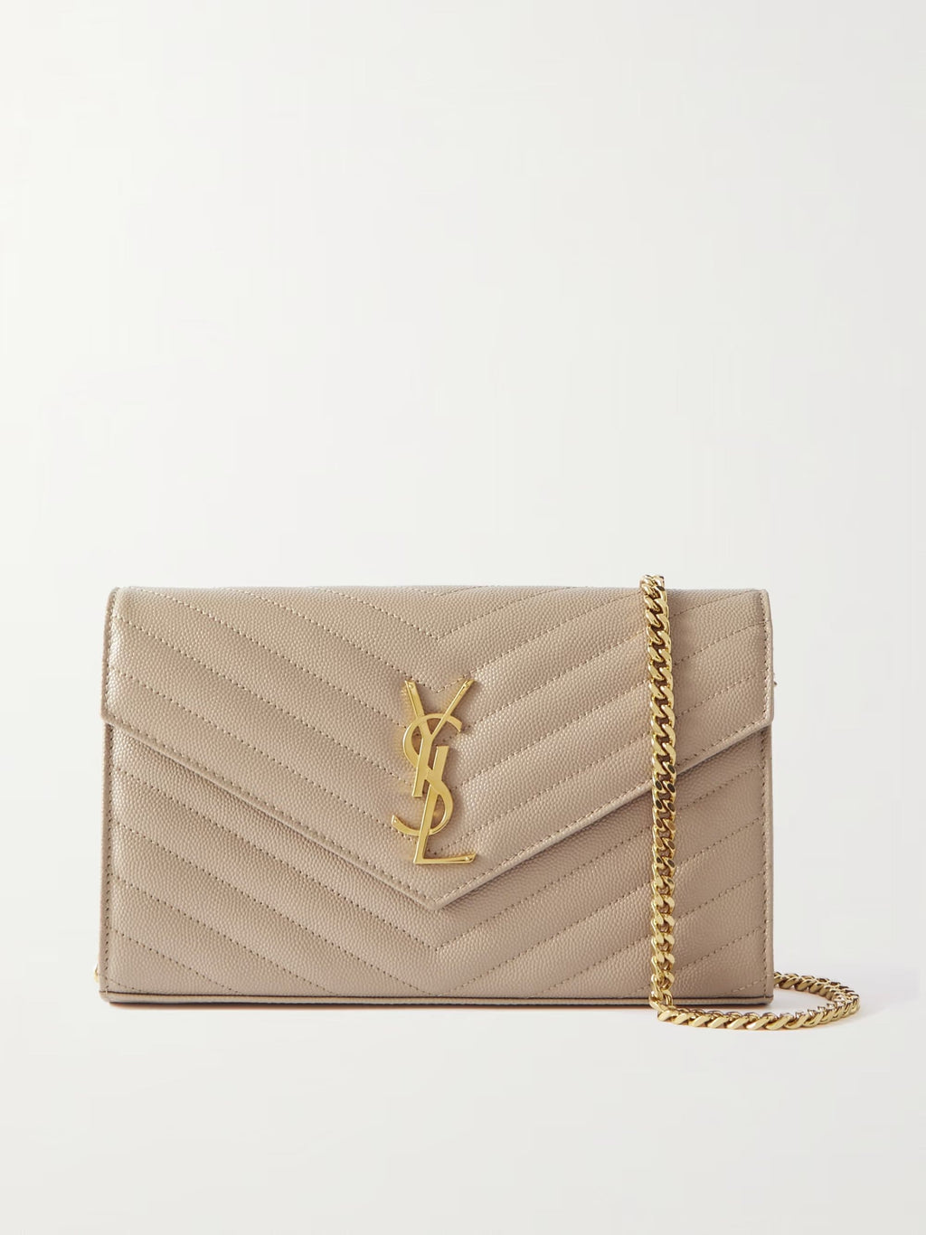 Saint Laurent Cassandre Chain matelassé textured-leather wallet