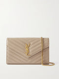 Saint Laurent Cassandre Chain matelassé textured-leather wallet