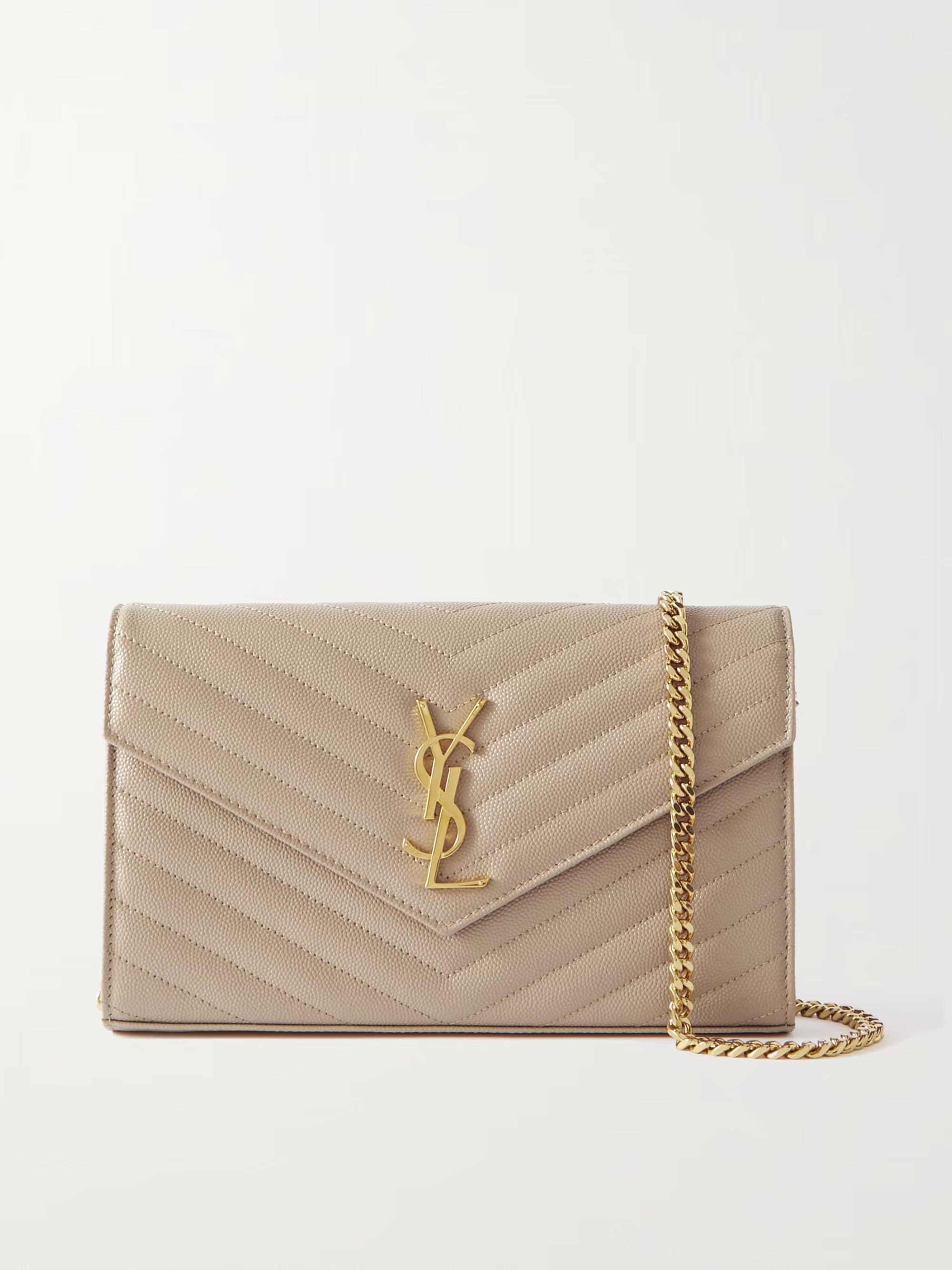Saint Laurent Cassandre Chain matelassé textured-leather wallet