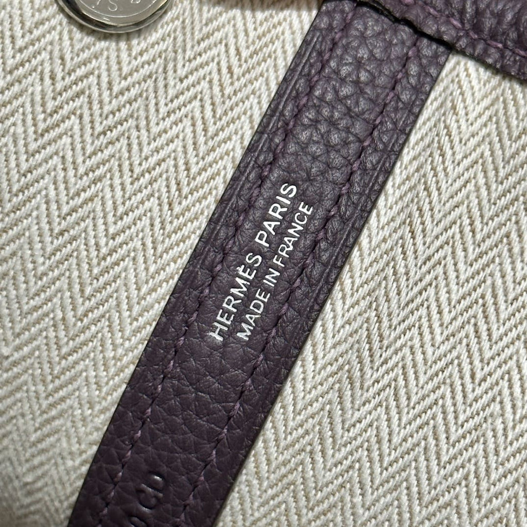 HERMÈS  Garden Party TPM 30 Cassis Negonda Leather Tote Bag