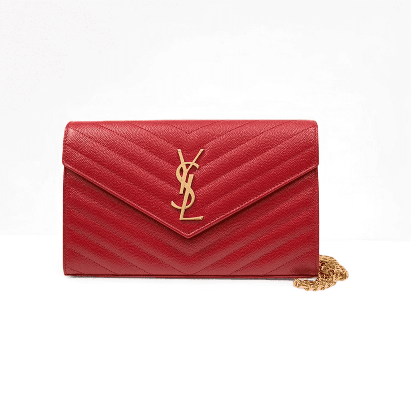 Saint Laurent Chain Wallet Grain De Poudre Matelasse