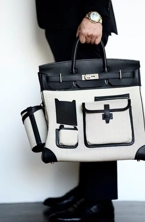 HERMÈS Evercalf Toile Cargo Haut A Courroies Birkin 40 Handbag