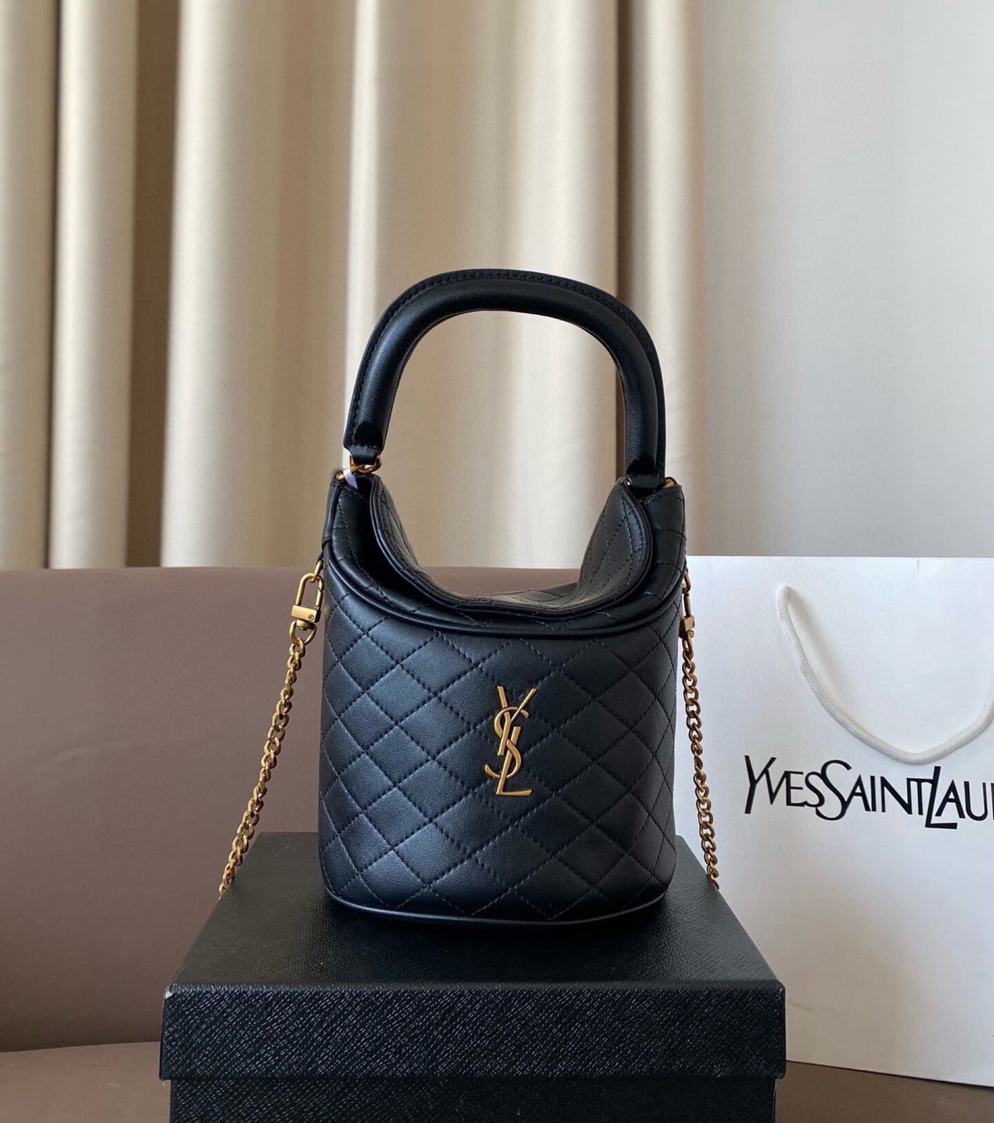 SAINTAURENT GABY BUCKET BAG IN LAMBSKIN