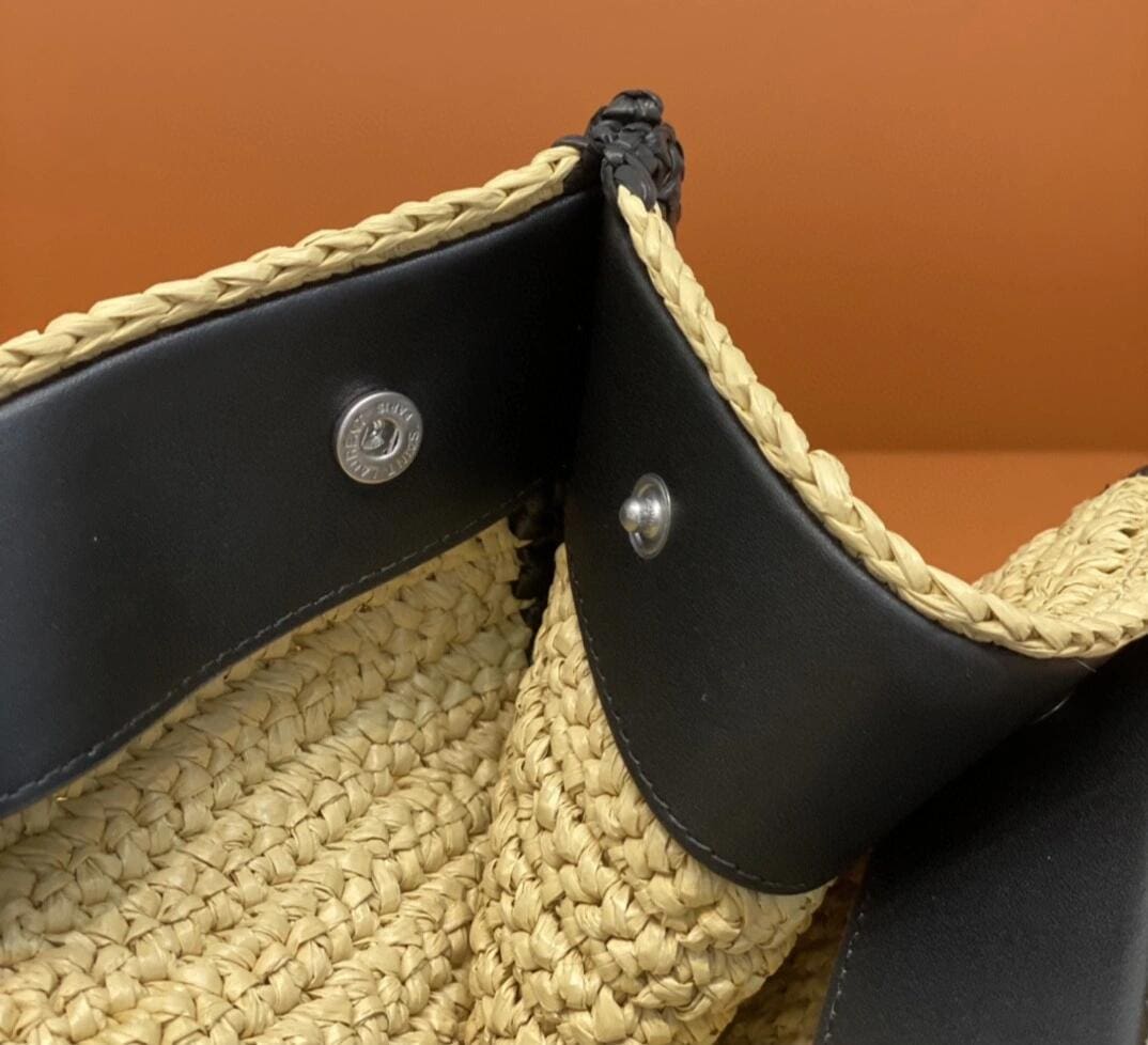 SAINTAURENT rive gauche tote bag in raffia and leather