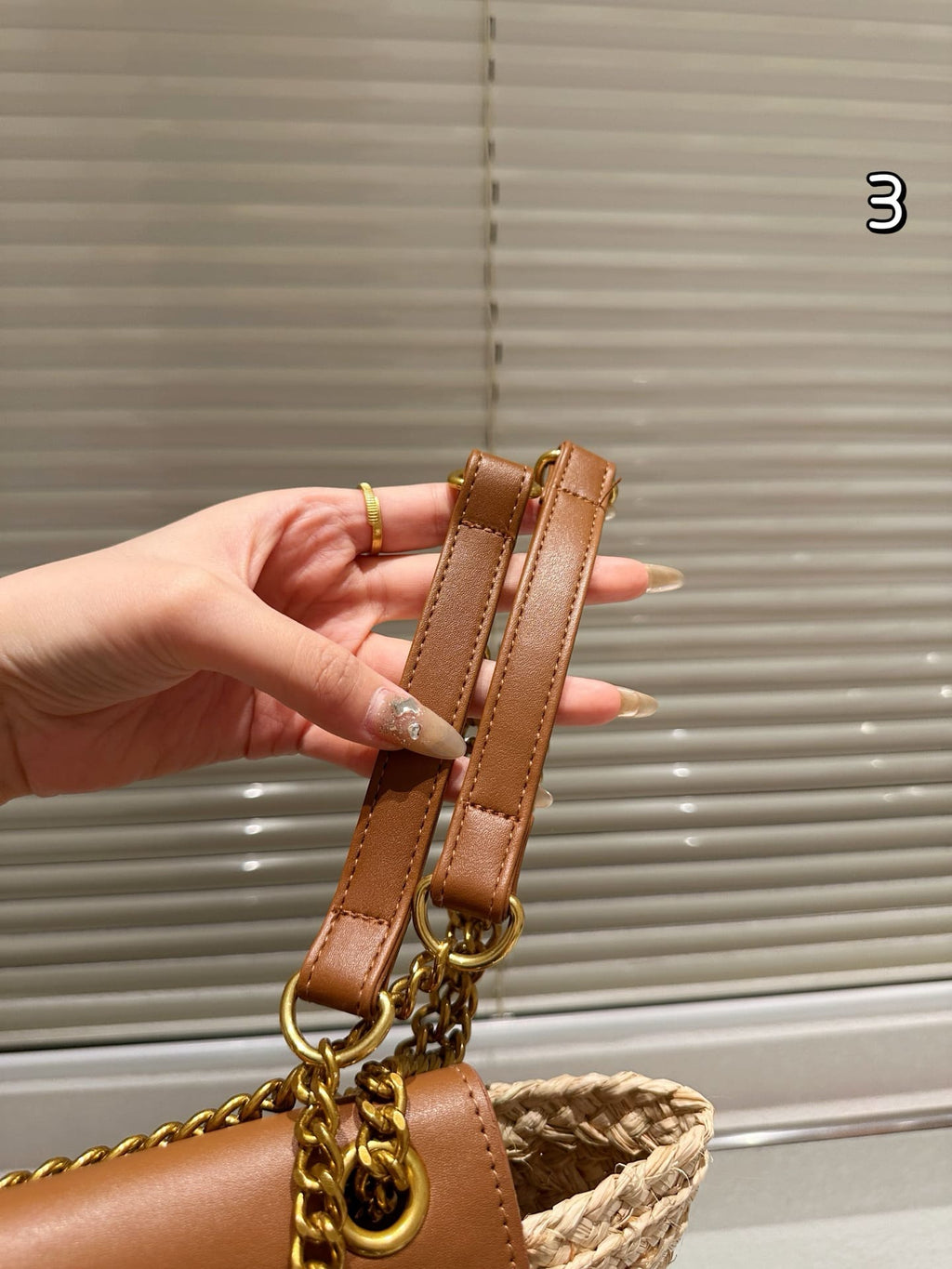 Saint Laurent Manon Mini raffia and leather shoulder bag