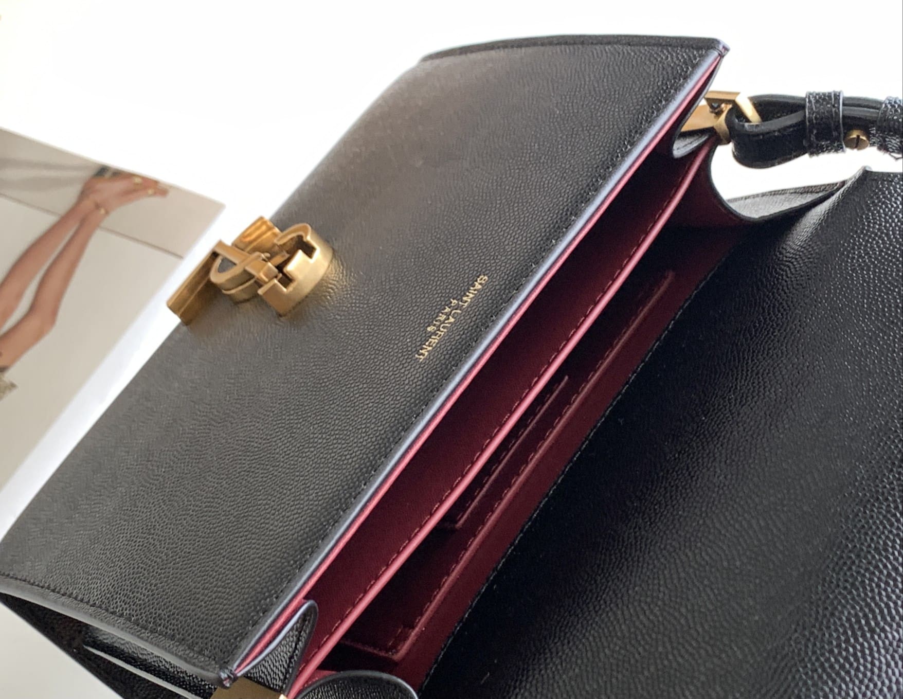 Saint Laurent Black Grain De Poudre Mini Cassandra Top Handle Bag