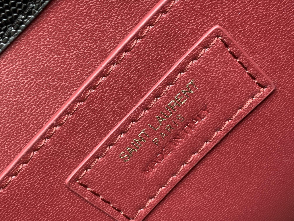Saint Laurent Black Grain De Poudre Mini Cassandra Top Handle Bag