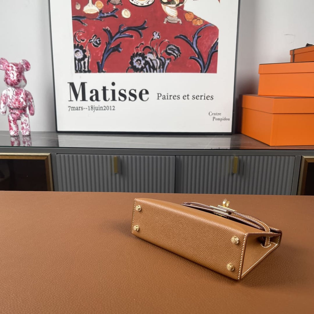Hermès Kelly Mini Epsom Gold Sellier Gold Hardware