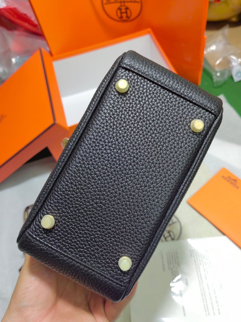 Hermès Mini Lindy Black Clemence Gold Hardware
