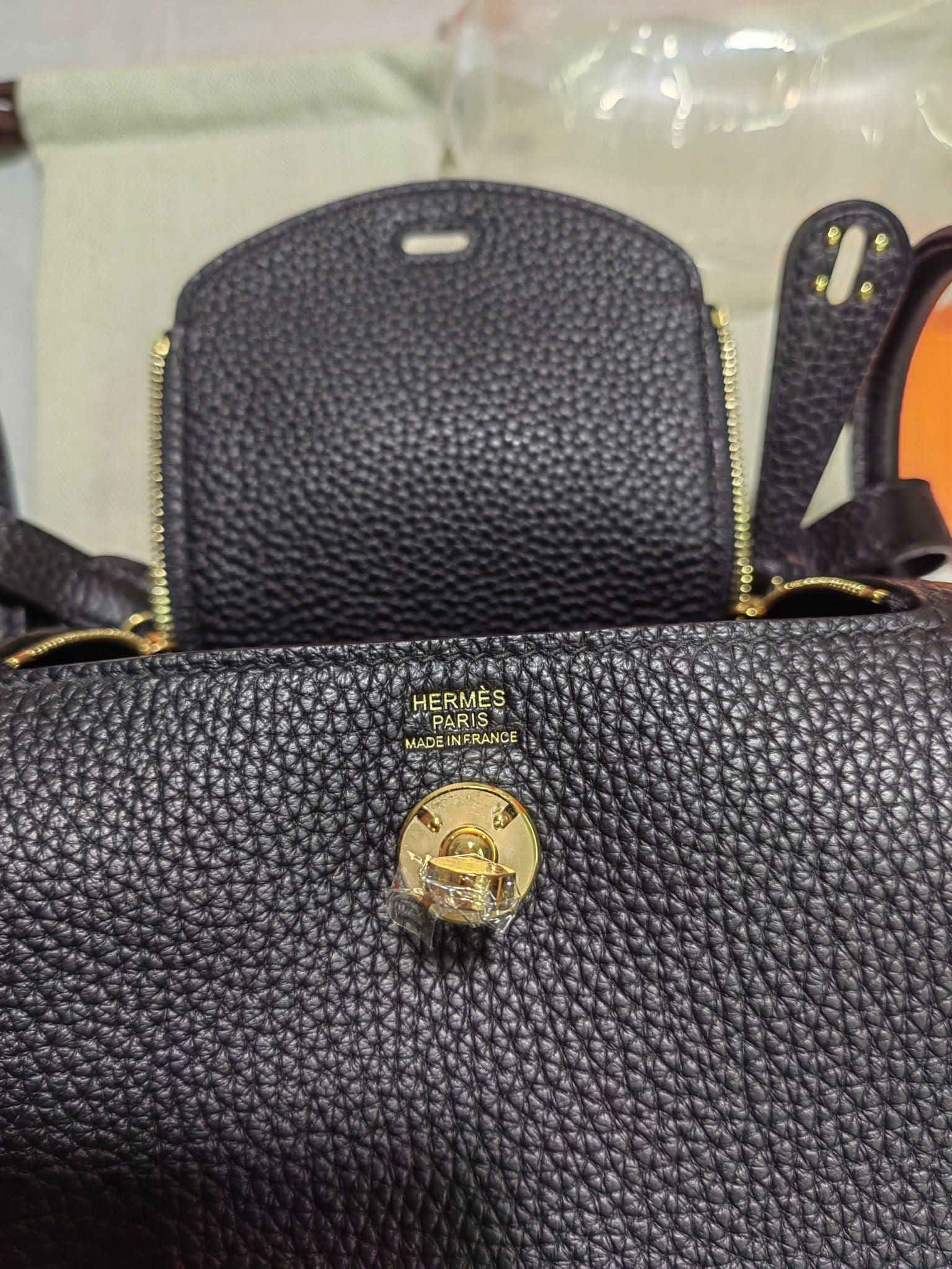 Hermès Mini Lindy Black Clemence Gold Hardware