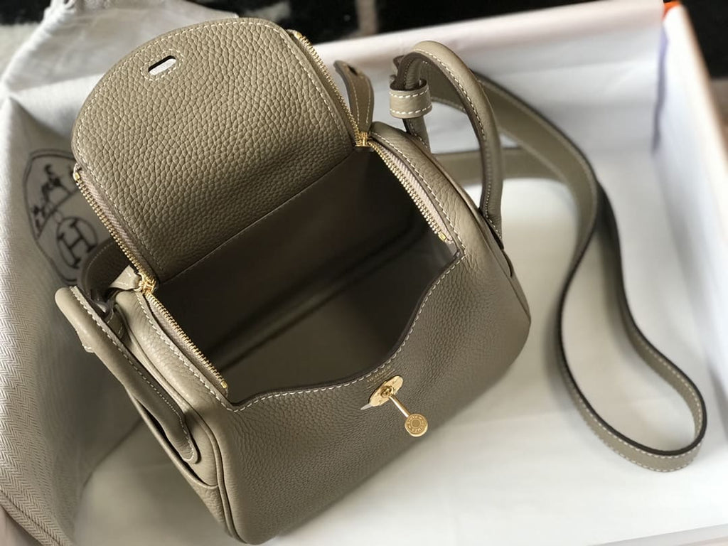 Hermès Mini  Lindy Beton Gold Clemence Gold Hardware