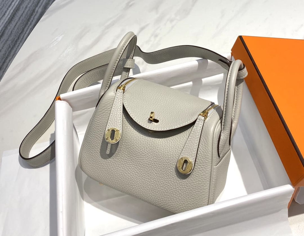 Hermès Mini  Lindy Sauge Gold Clemence Gold Hardware