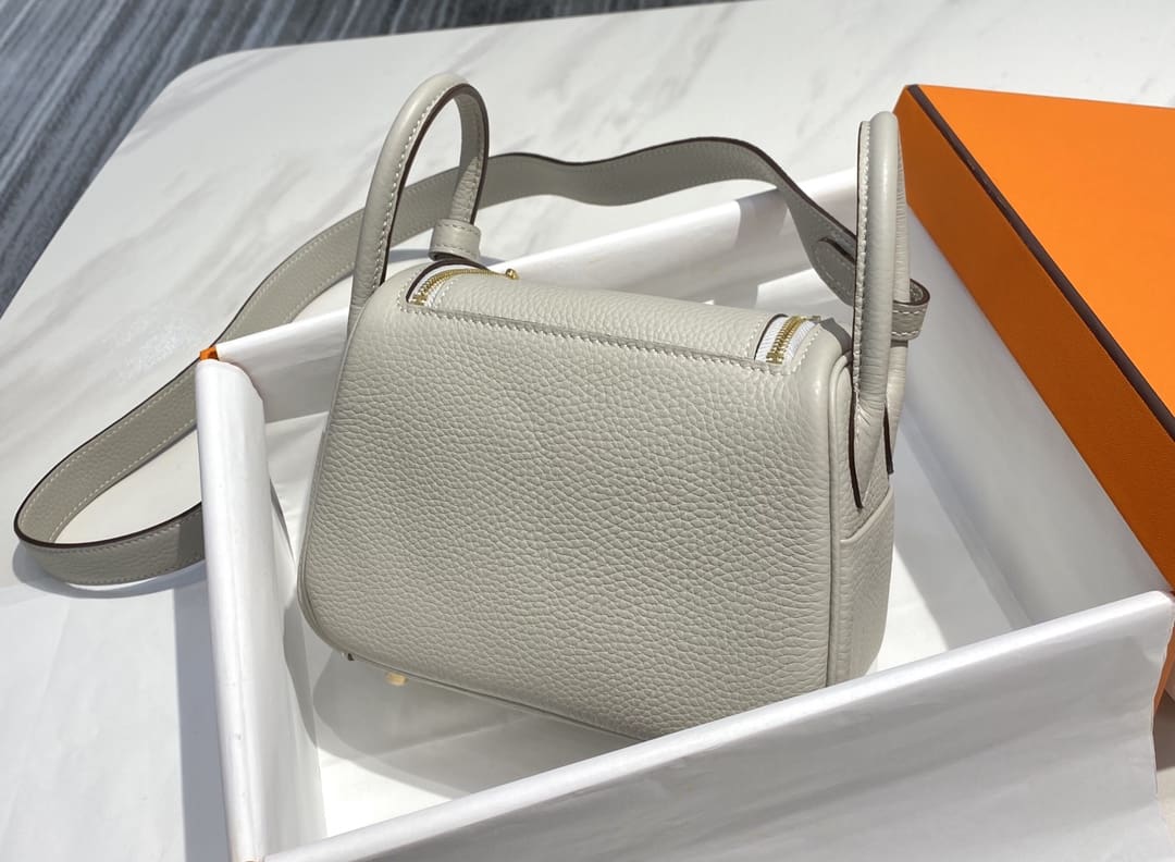 Hermès Mini  Lindy Sauge Gold Clemence Gold Hardware