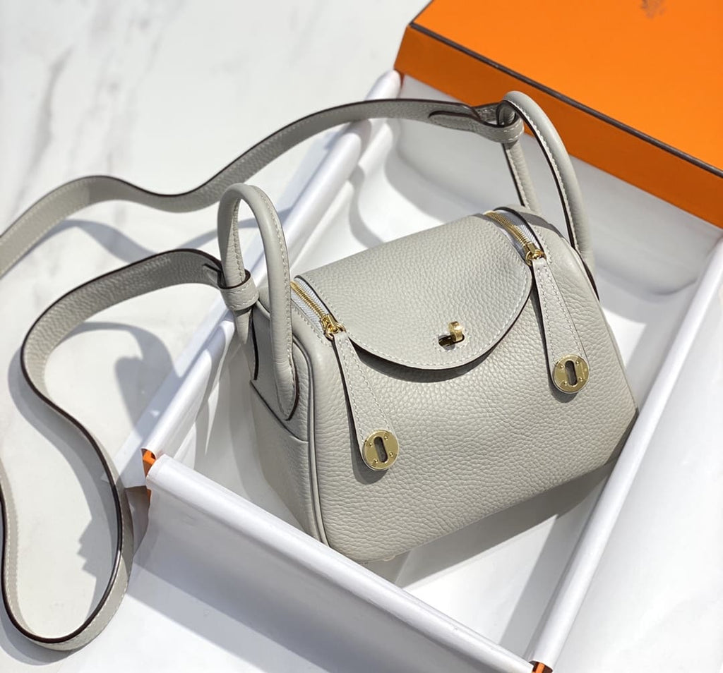 Hermès Mini  Lindy Sauge Gold Clemence Gold Hardware