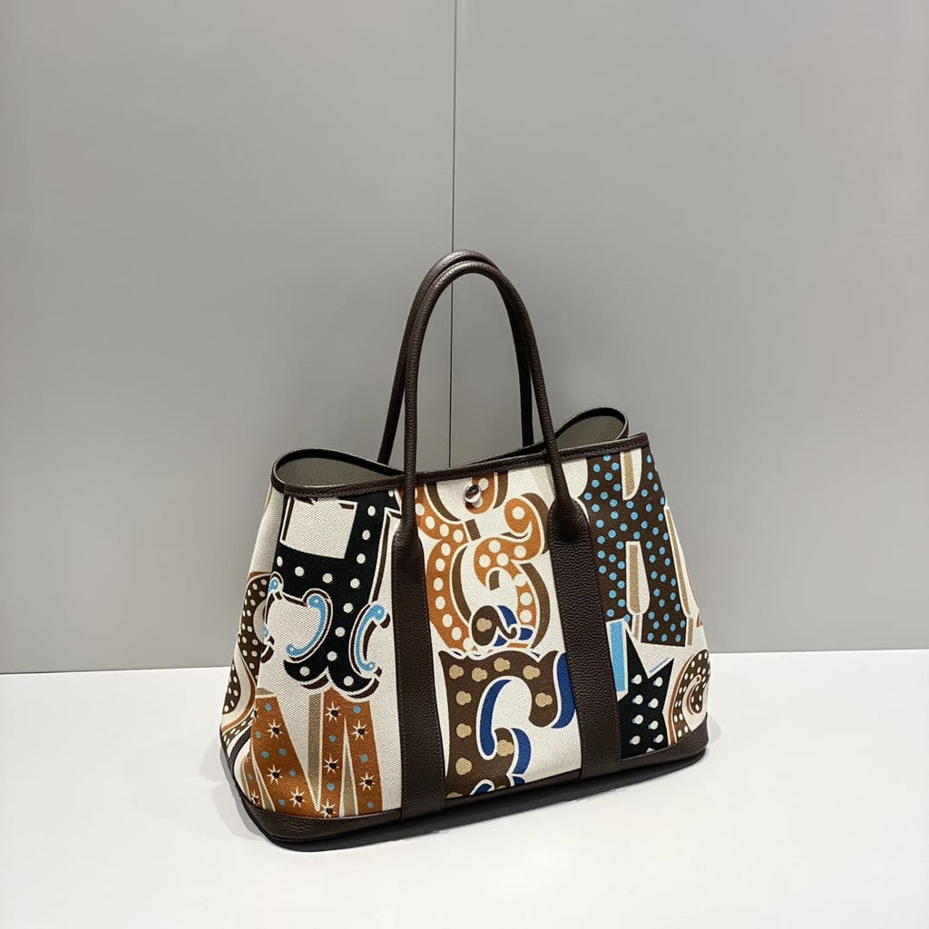 Hermès Garden Party 36 Electrique Ecru and Beige Multi Toile H and Ebene Negonda Palladium Hardware