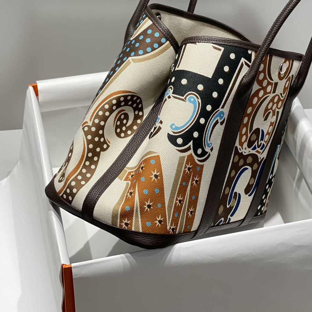 Hermès Garden Party 36 Electrique Ecru and Beige Multi Toile H and Ebene Negonda Palladium Hardware