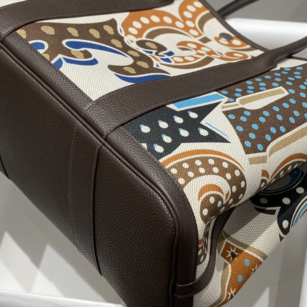 Hermès Garden Party 36 Electrique Ecru and Beige Multi Toile H and Ebene Negonda Palladium Hardware