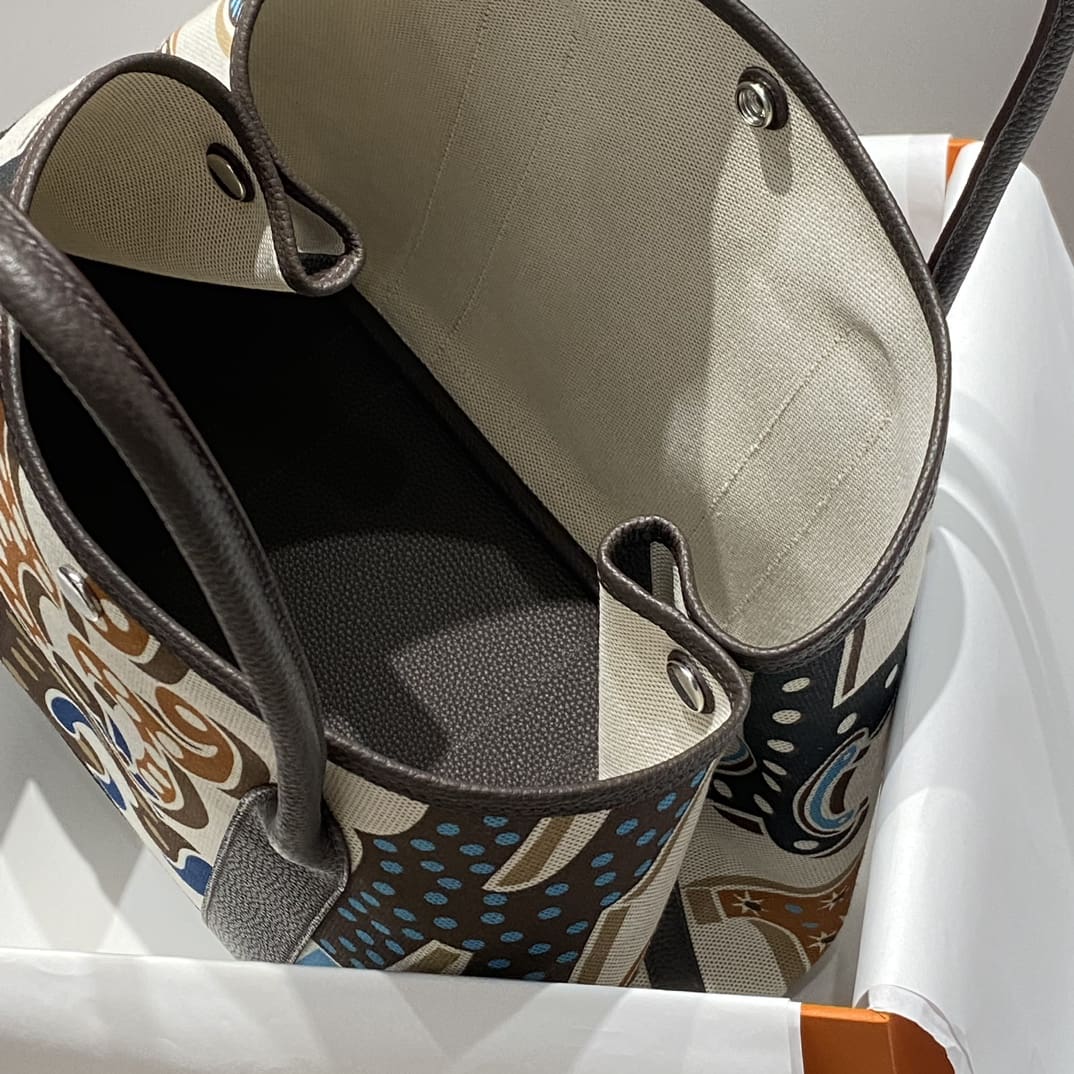 Hermès Garden Party 36 Electrique Ecru and Beige Multi Toile H and Ebene Negonda Palladium Hardware