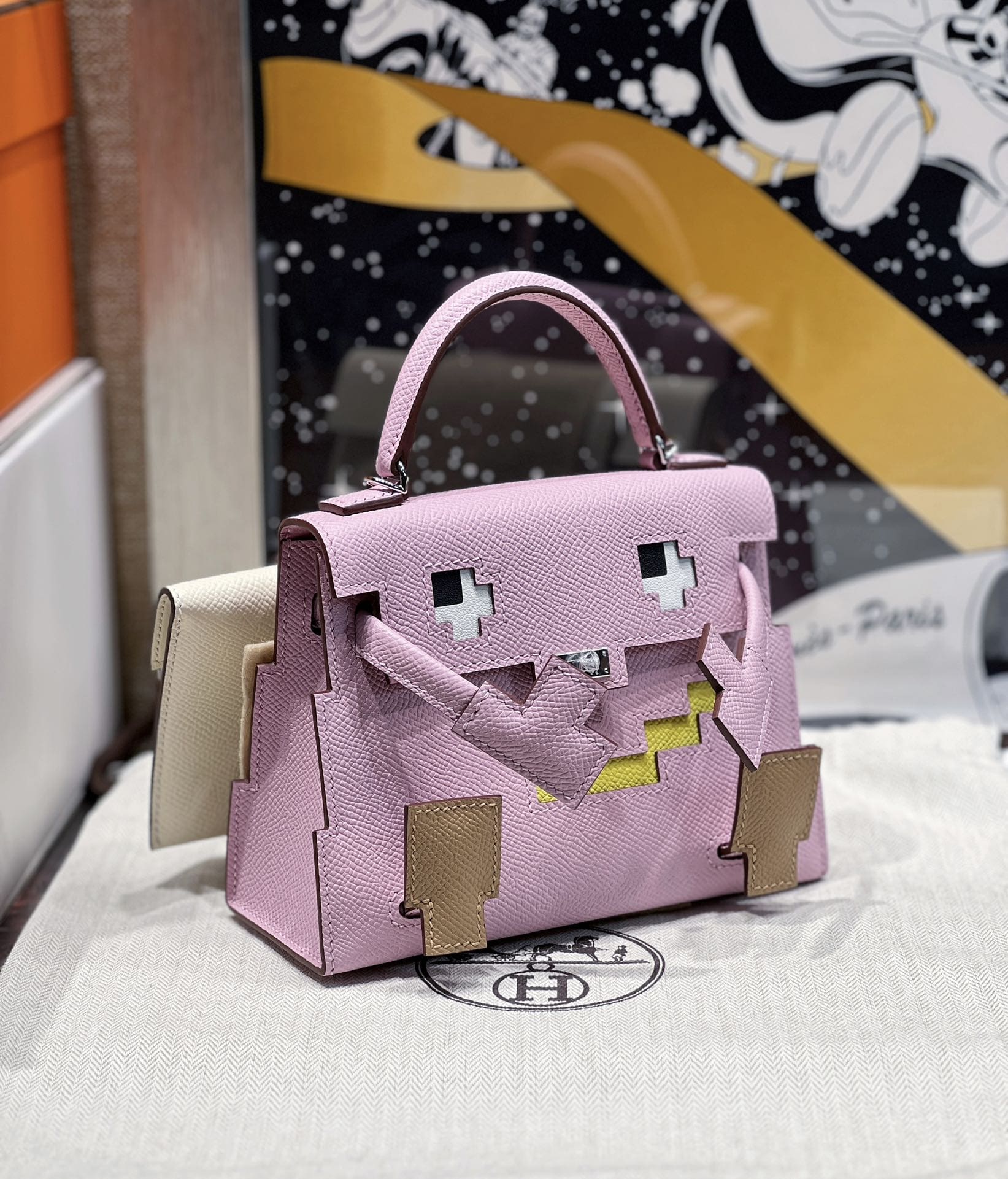 Hermès Limited Edition  Chai Epsom Quelle Idole Kelly Doll Picto Palladium Hardware