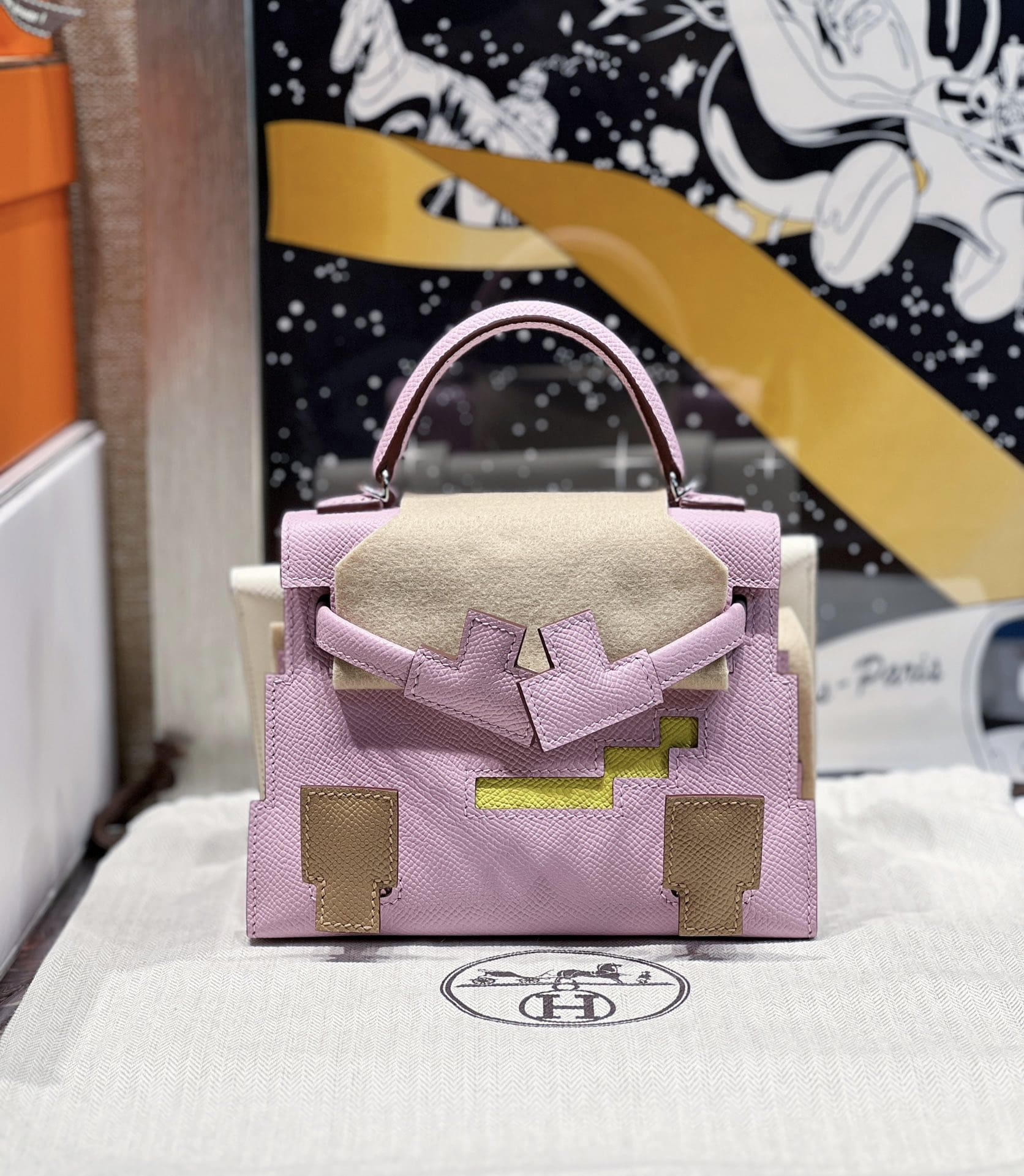 Hermès Limited Edition  Chai Epsom Quelle Idole Kelly Doll Picto Palladium Hardware