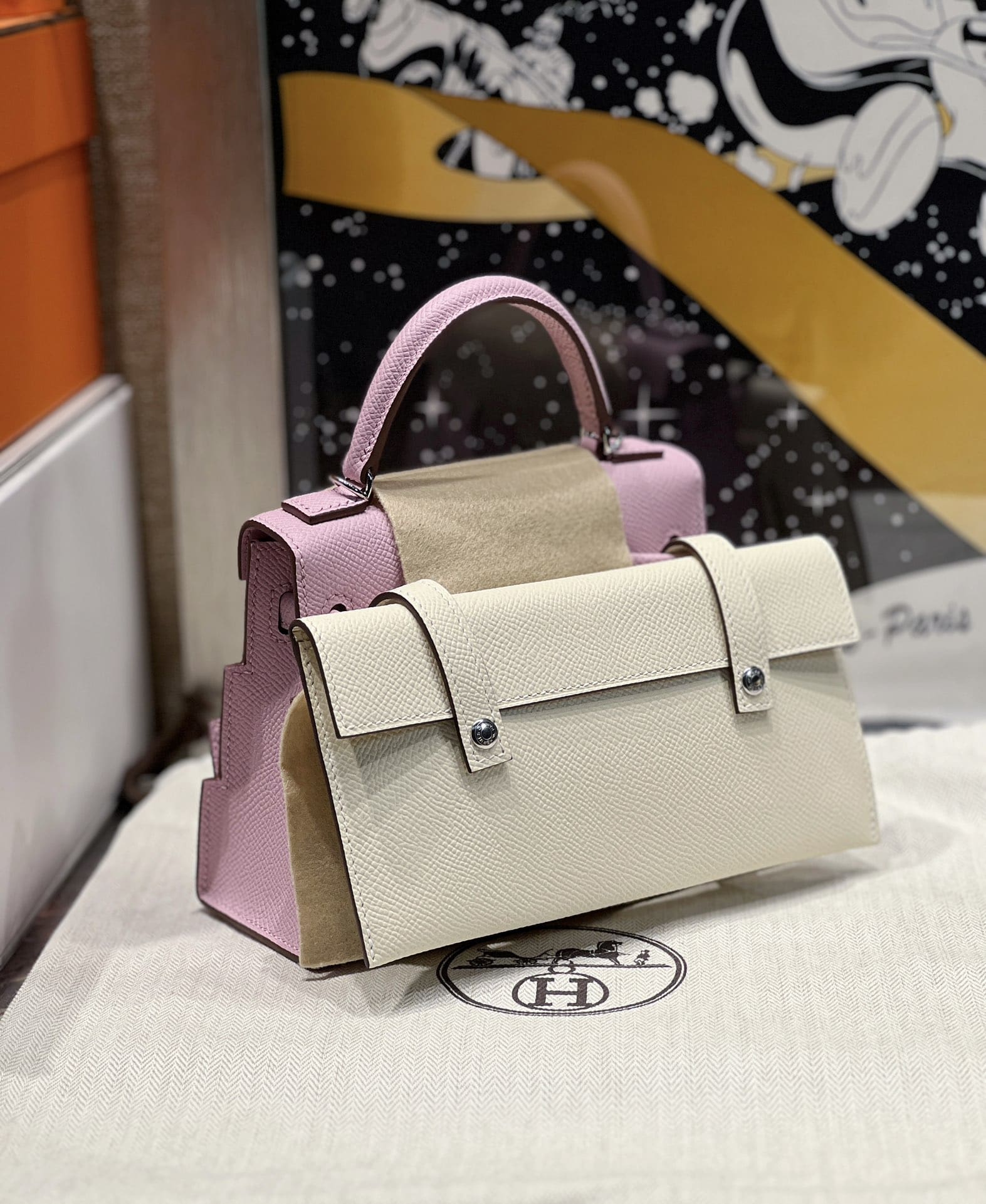 Hermès Limited Edition  Chai Epsom Quelle Idole Kelly Doll Picto Palladium Hardware