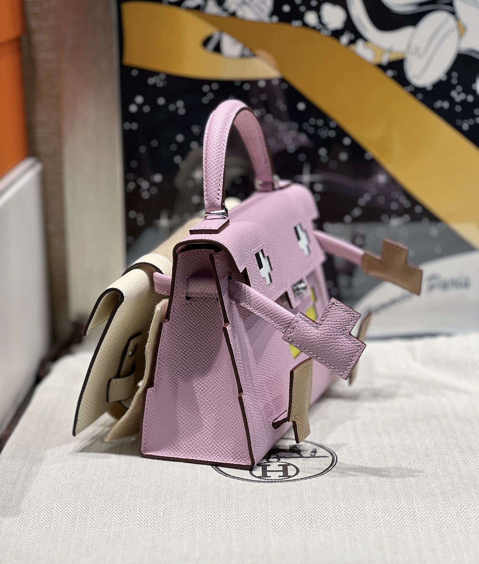 Hermès Limited Edition  Chai Epsom Quelle Idole Kelly Doll Picto Palladium Hardware