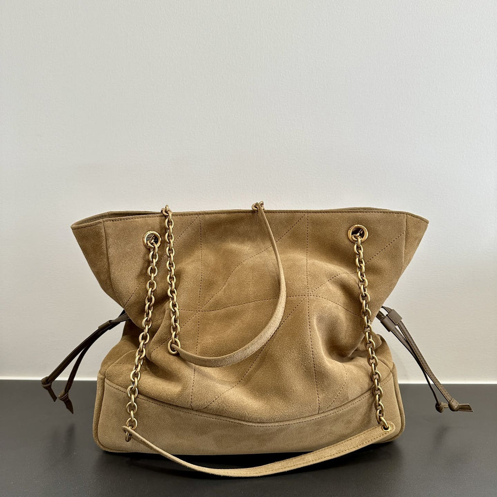 SAINT LAURENT small JAMIE SHOPPING in suede-GOLDEN LEAF