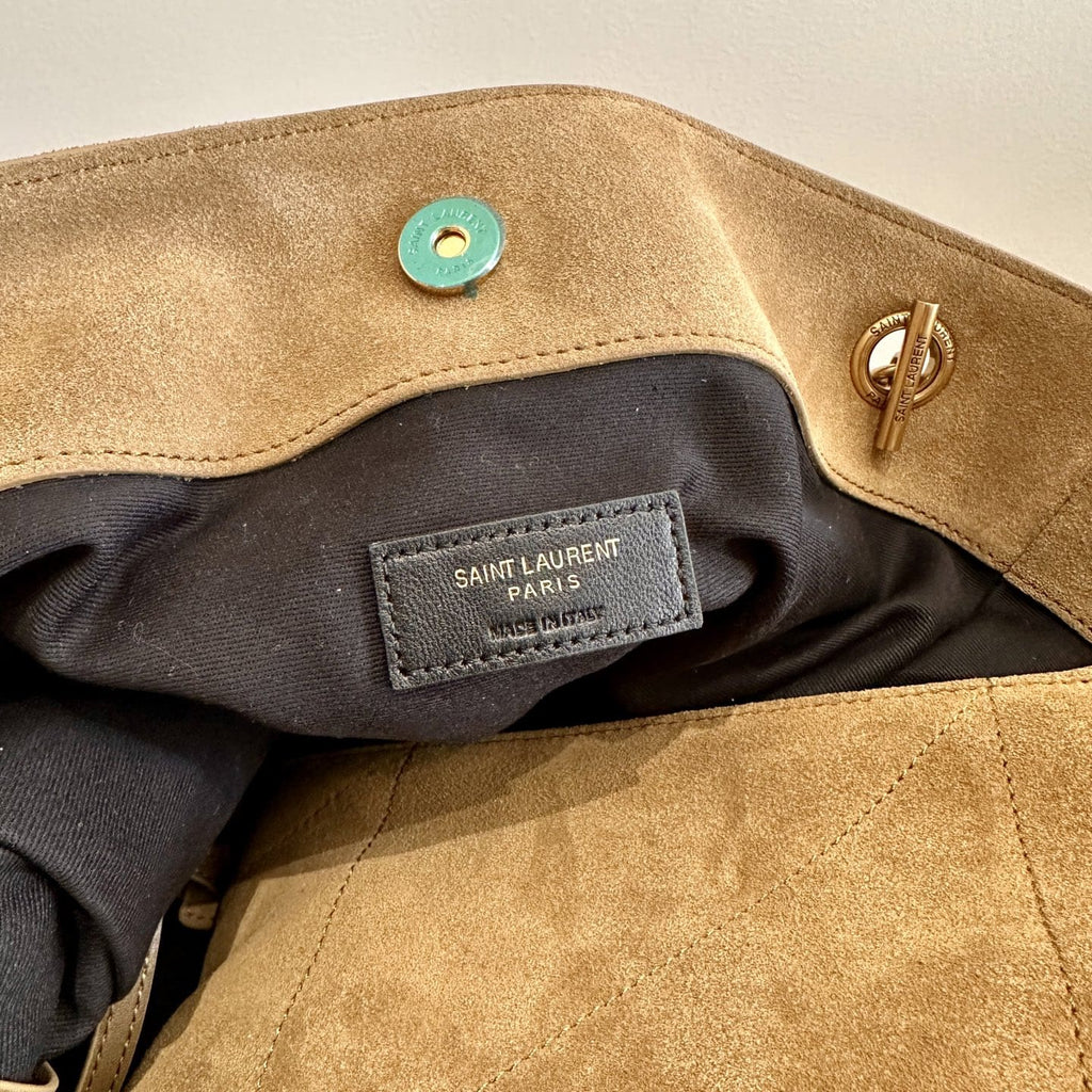 SAINT LAURENT small JAMIE SHOPPING in suede-GOLDEN LEAF