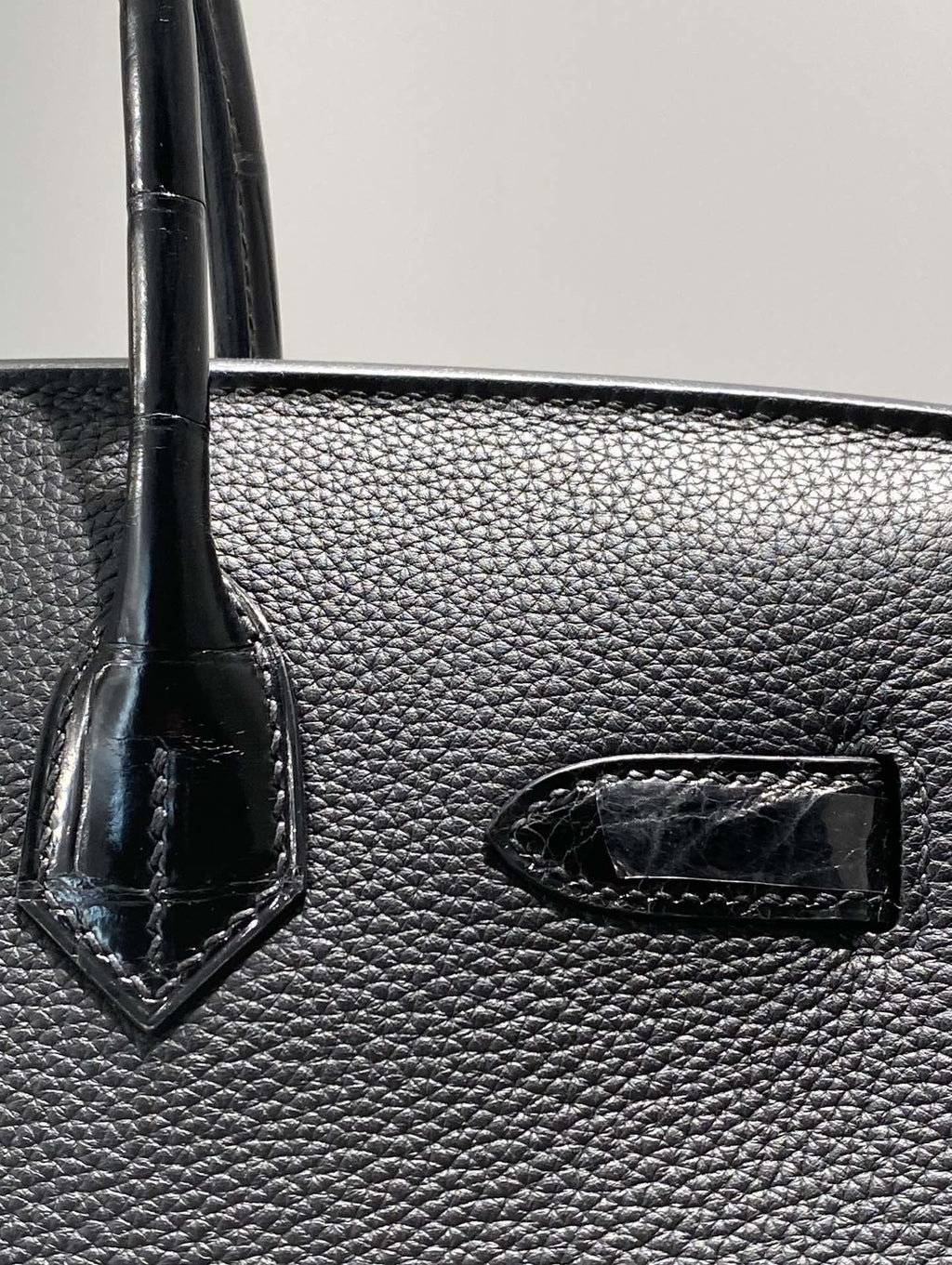 Hermès Black Togo and Shiny Niloticus Crocodile Touch Birkin 30 Palladium Hardware