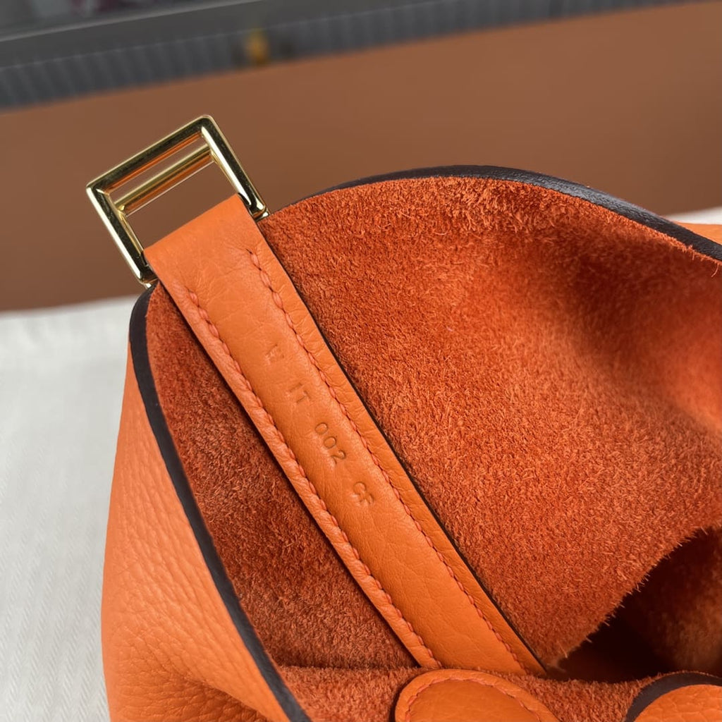 Hermès Orange Clemence Picotin Lock 18 Gold Hardware