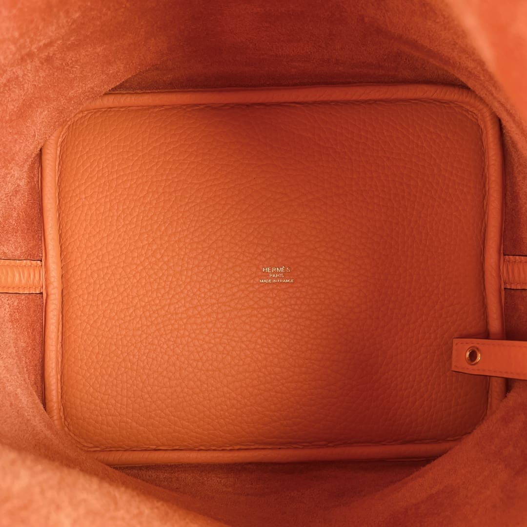 Hermès Orange Clemence Picotin Lock 18 Gold Hardware