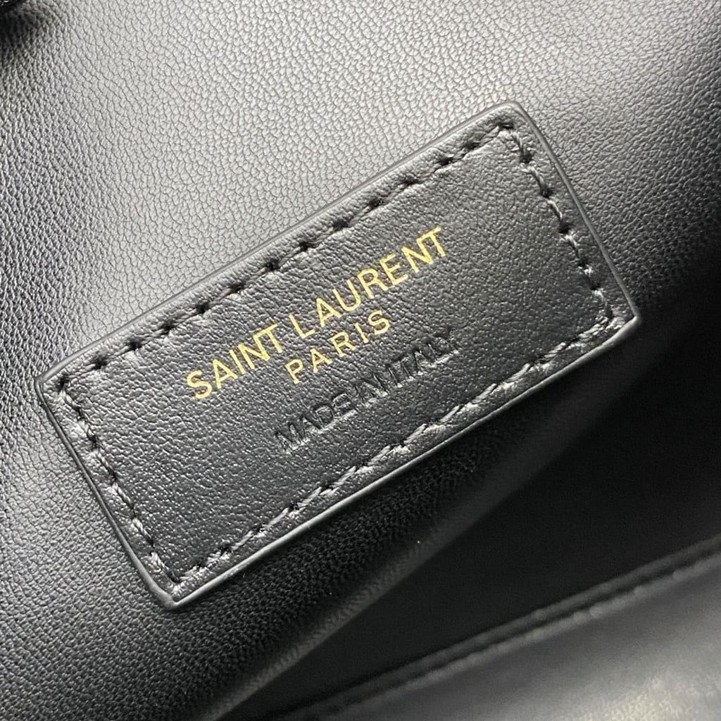 Saint Laurent  Calfskin Crocodile Embossed Paris Mini Toy Shopper Tote Black