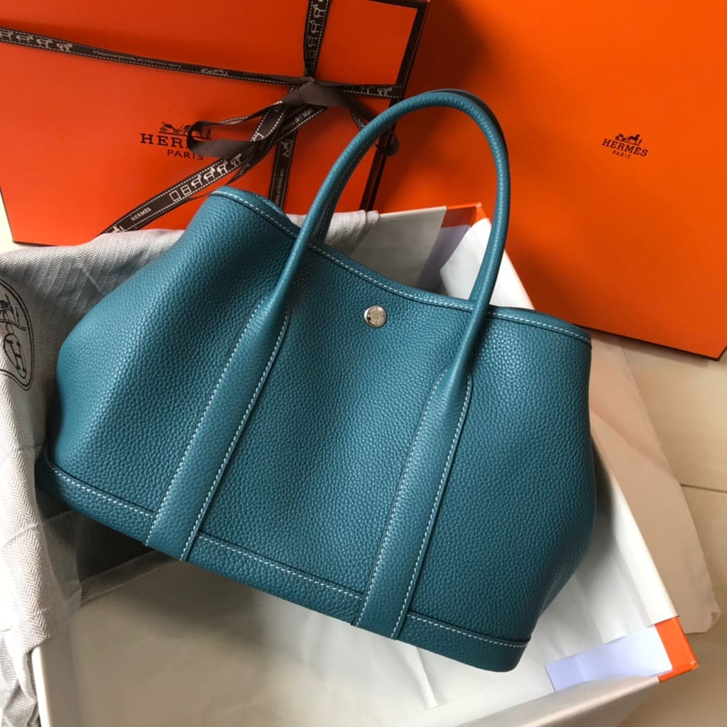 HERMÈS Negonda Garden Party Tote 30 TPM Vert Bosphore