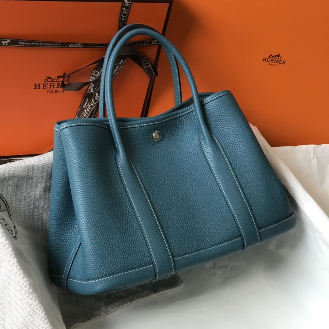 HERMÈS Negonda Garden Party Tote 30 TPM Vert Bosphore