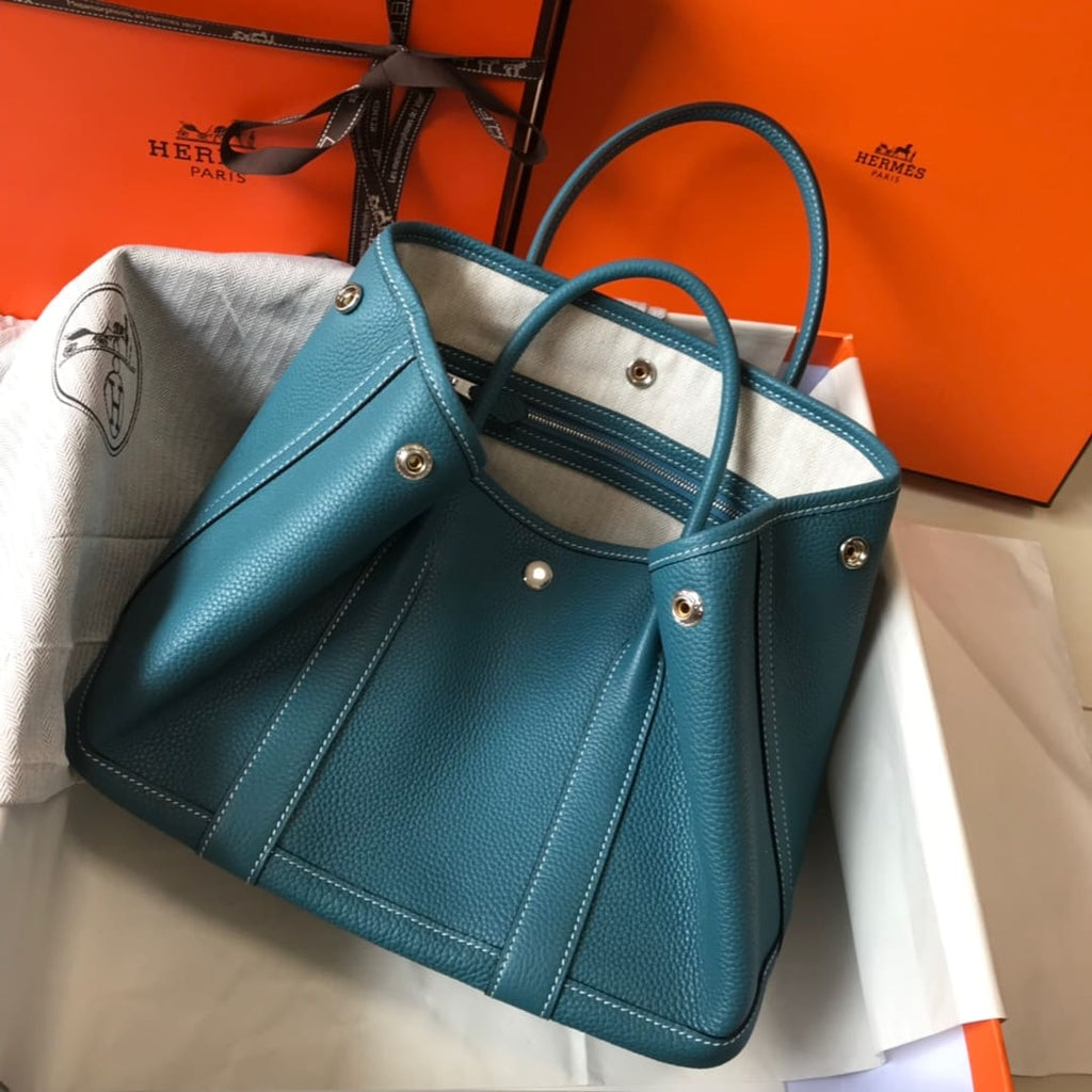 HERMÈS Negonda Garden Party Tote 30 TPM Vert Bosphore
