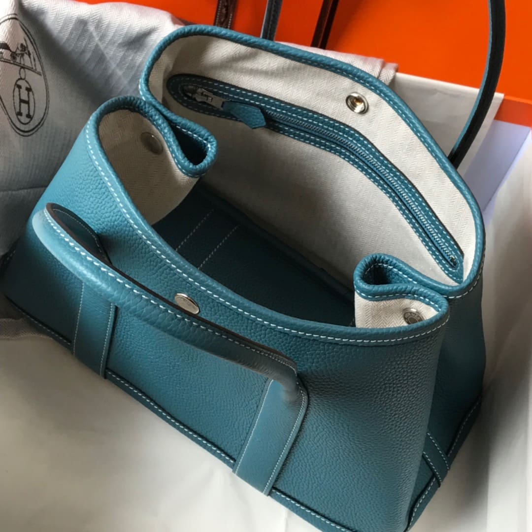 HERMÈS Negonda Garden Party Tote 30 TPM Vert Bosphore
