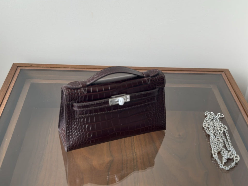 Hermès Améthyste Matte Alligator Kelly Pochette Palladium Hardware