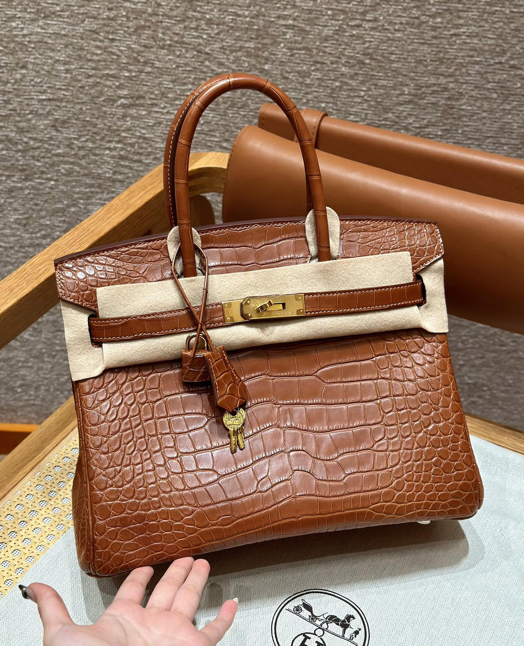 Hermès Birkin 30 Gold Matte Alligator Gold Hardware