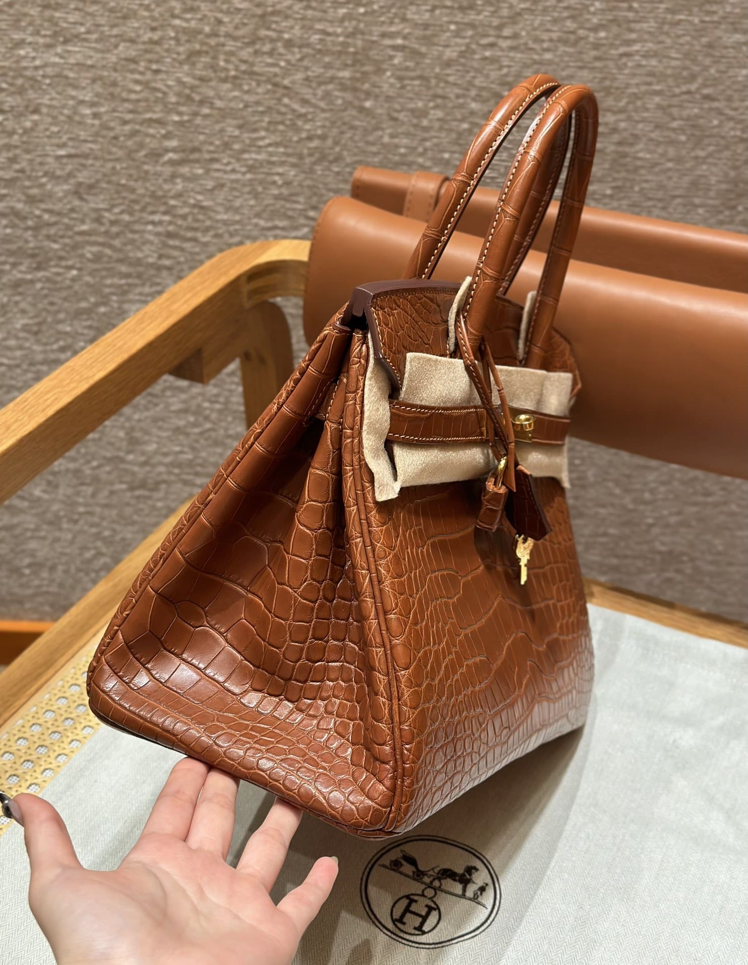 Hermès Birkin 30 Gold Matte Alligator Gold Hardware