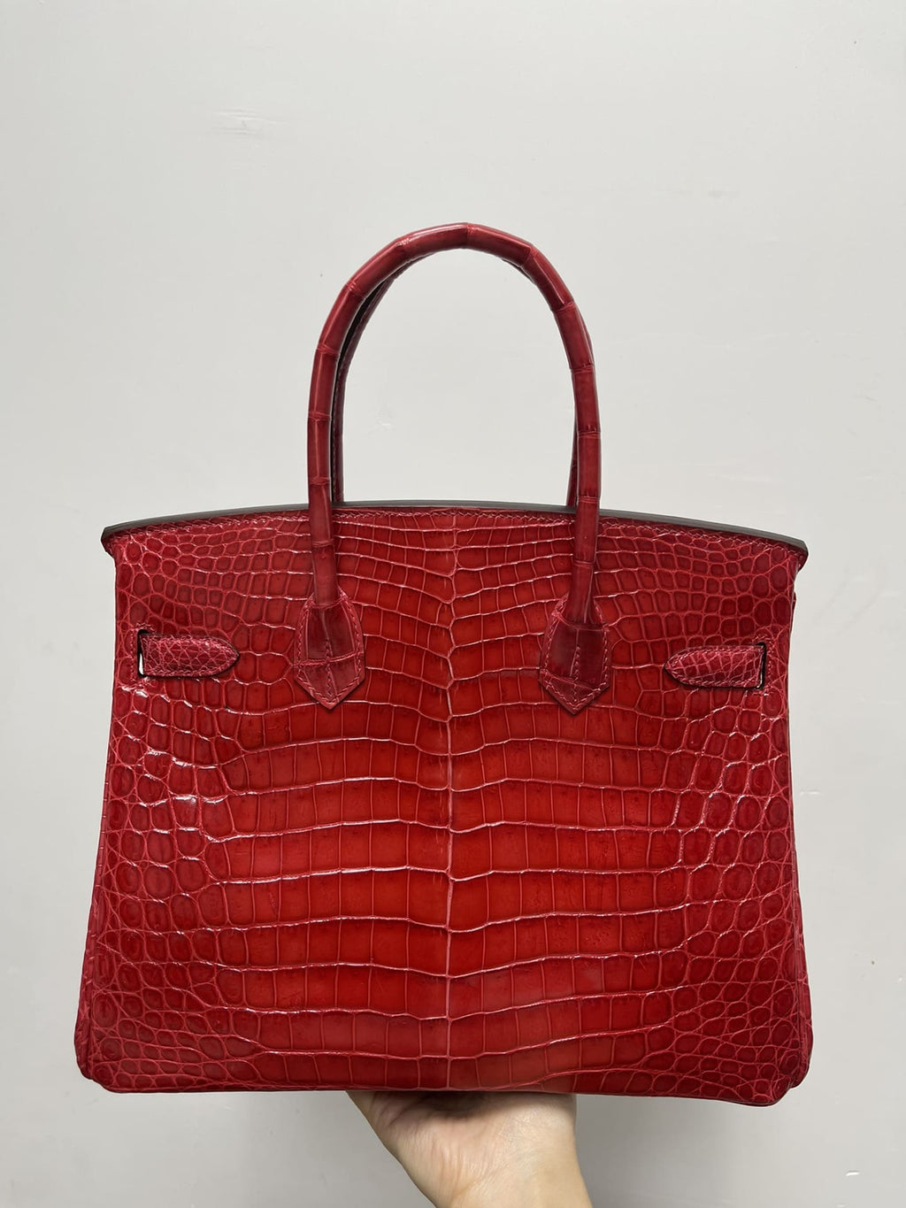 Hermès 30 Birkin Braise Shiny Niloticus Crocodile Gold Hardware