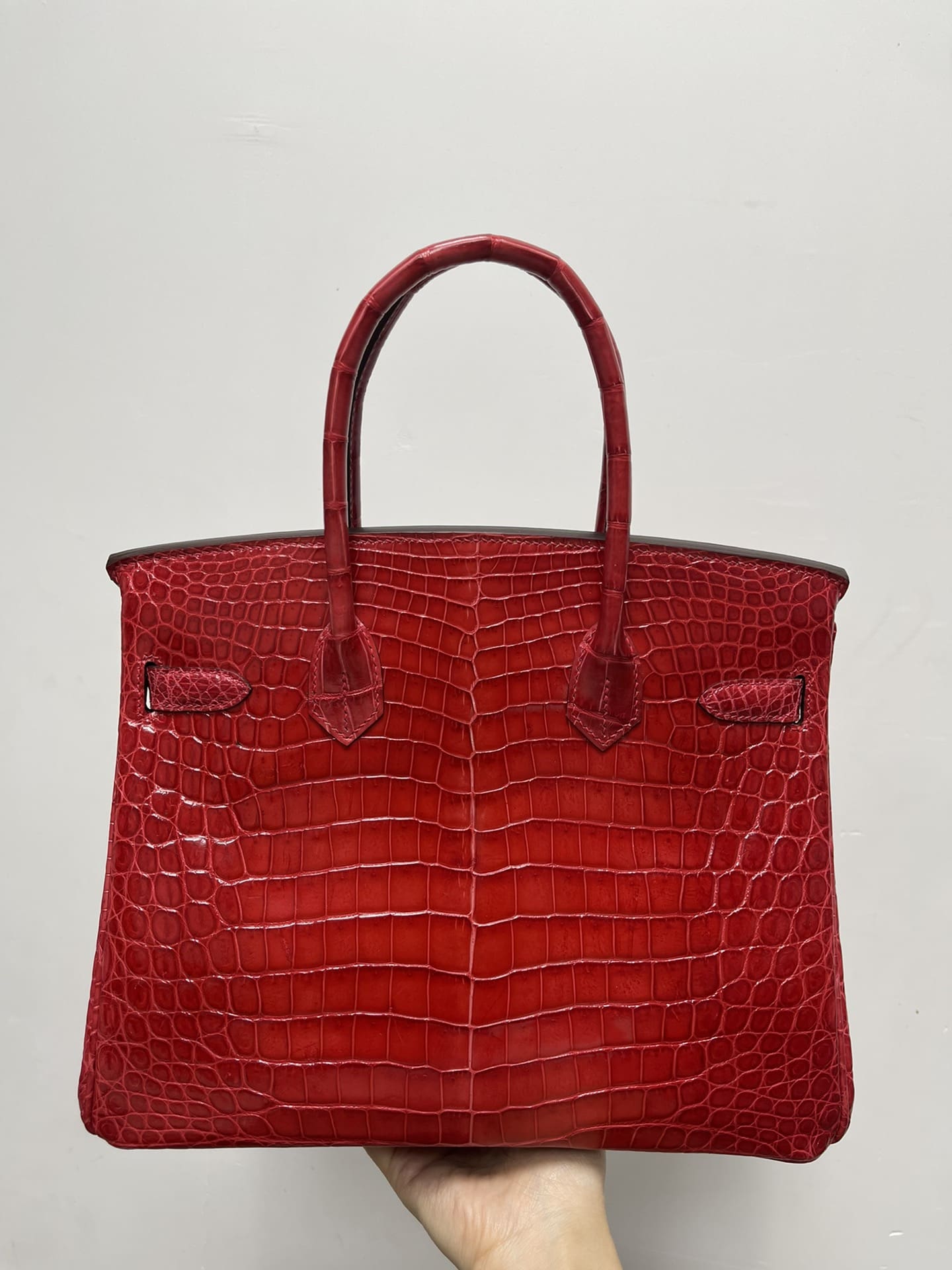 Hermès 30 Birkin Braise Shiny Niloticus Crocodile Gold Hardware