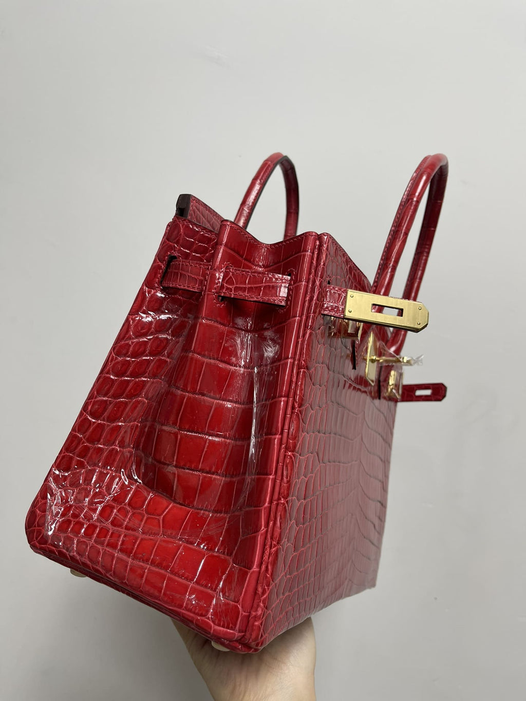 Hermès 30 Birkin Braise Shiny Niloticus Crocodile Gold Hardware