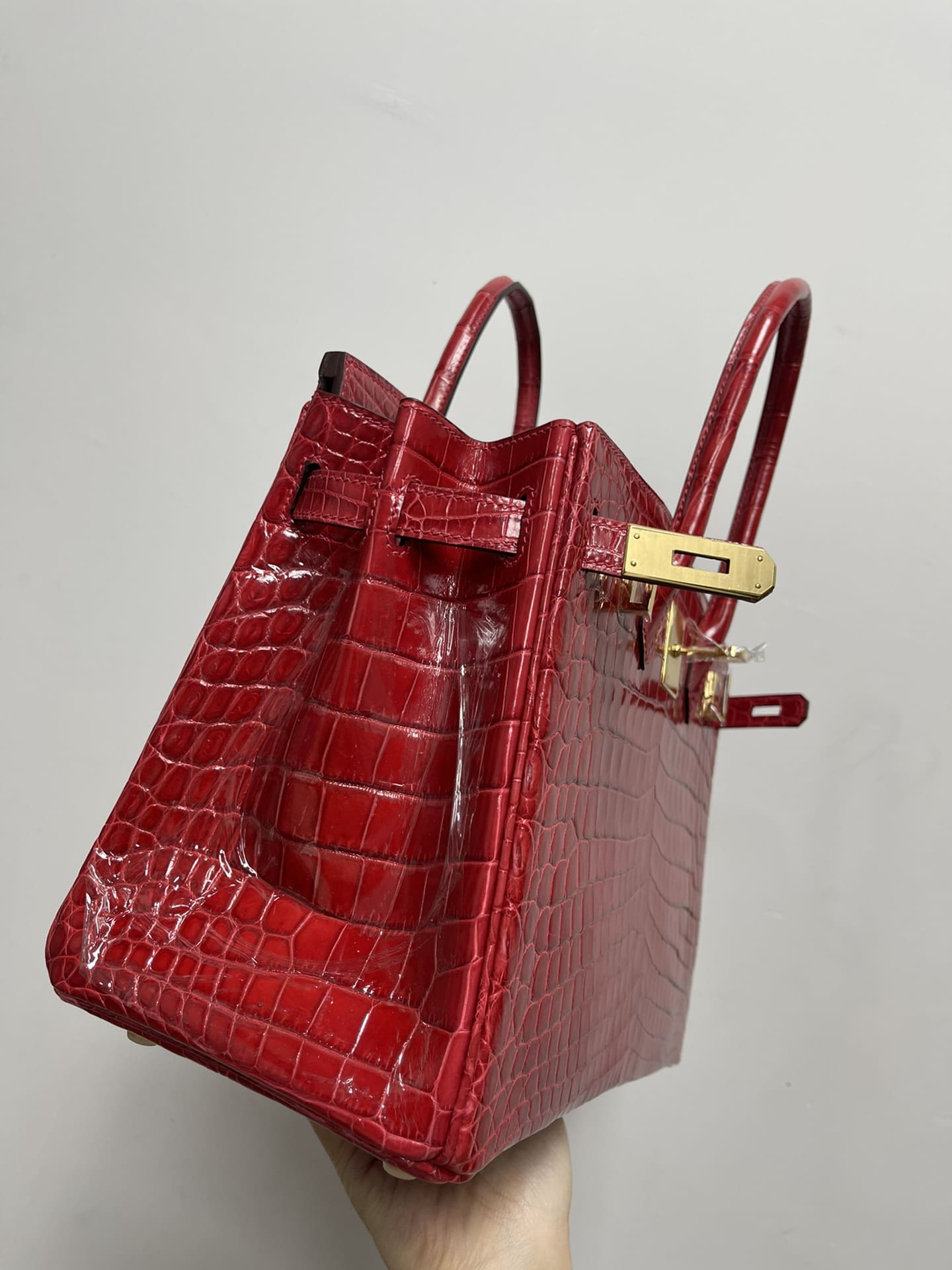 Hermès 30 Birkin Braise Shiny Niloticus Crocodile Gold Hardware