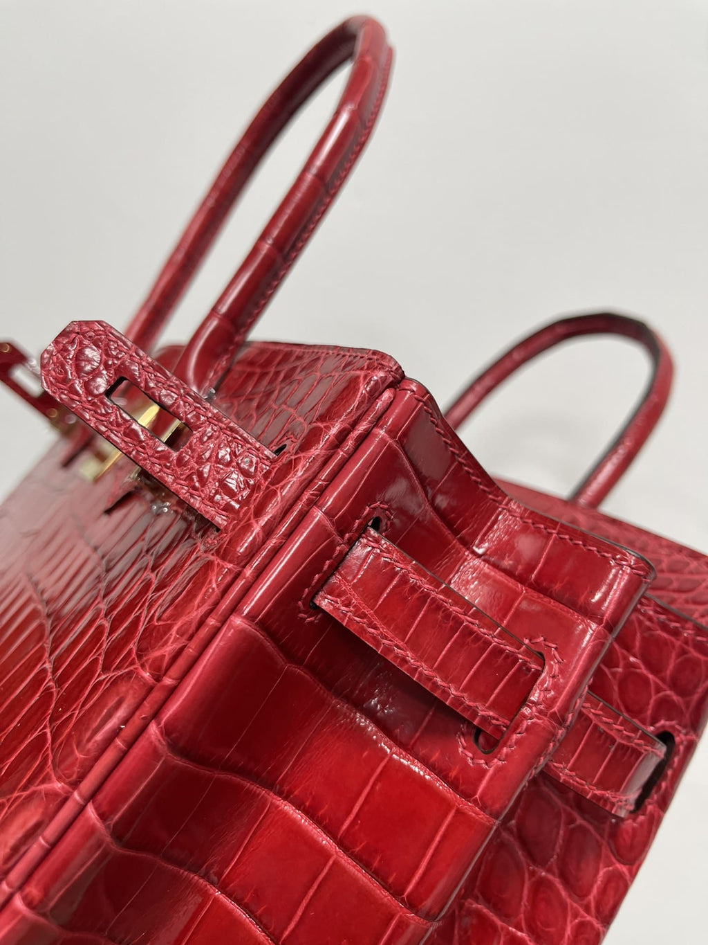Hermès 30 Birkin Braise Shiny Niloticus Crocodile Gold Hardware