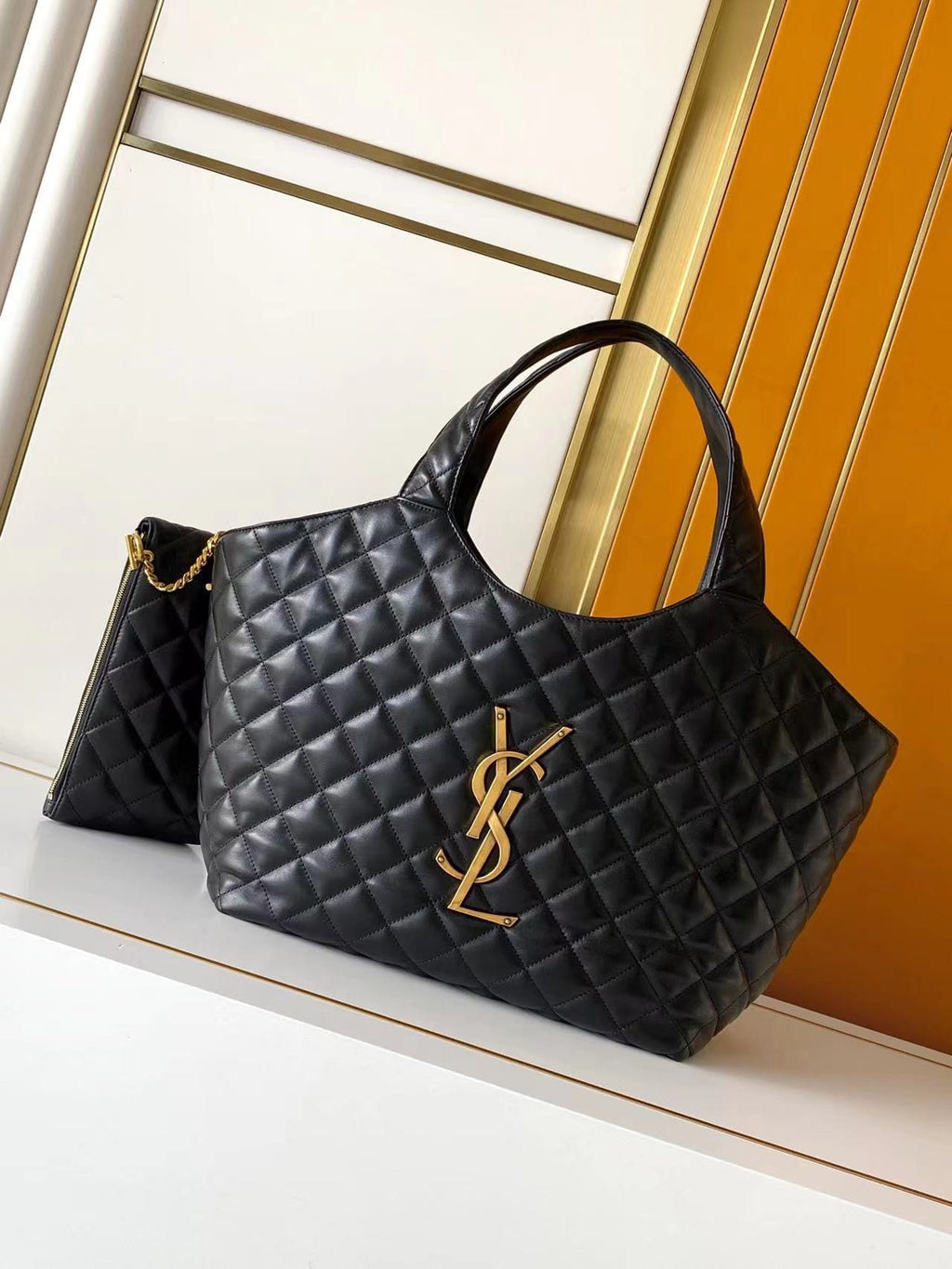SAINT LAURENT ICARE MAXI SHOPPING BAG IN QUILTED LAMBSKIN