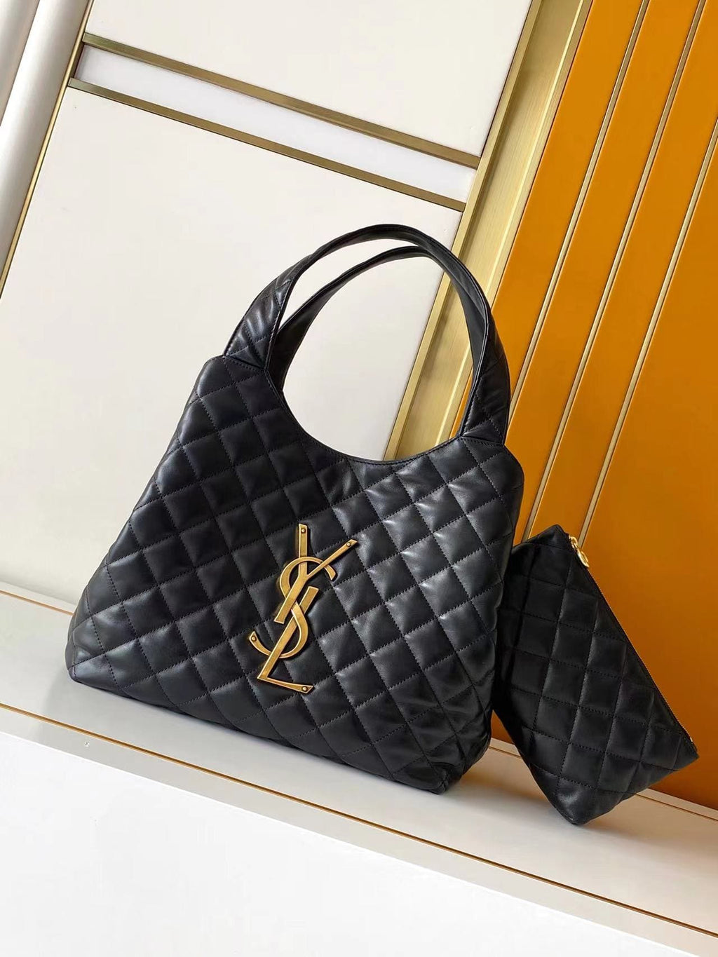 SAINT LAURENT ICARE MAXI SHOPPING BAG IN QUILTED LAMBSKIN