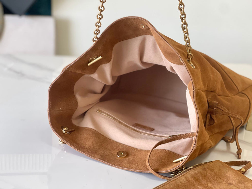 SAINT LAURENT JAMIE SHOPPING in suede-CARAMEL COGNAC