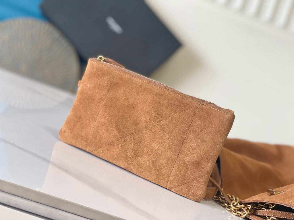 SAINT LAURENT JAMIE SHOPPING in suede-CARAMEL COGNAC