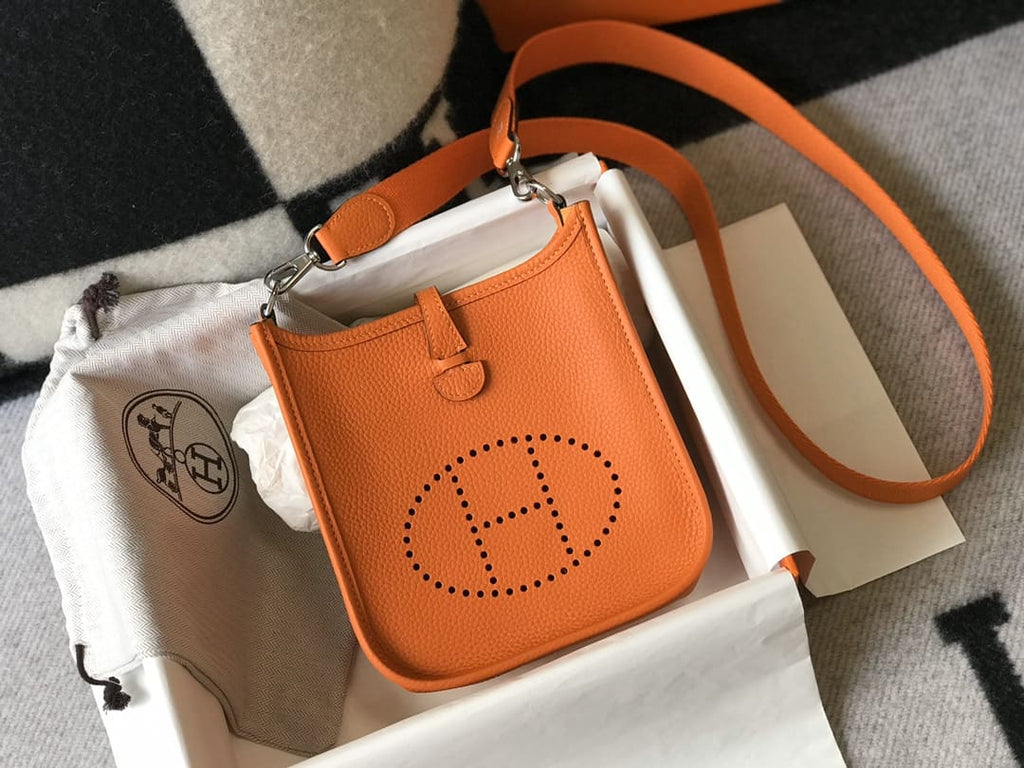 Hermès Orange H Clemence Mini Evelyne II TPM 18 Palladium Hardware