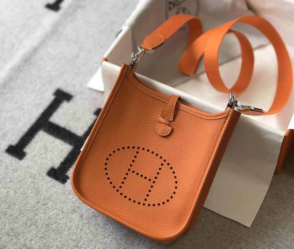 Hermès Orange H Clemence Mini Evelyne II TPM 18 Palladium Hardware